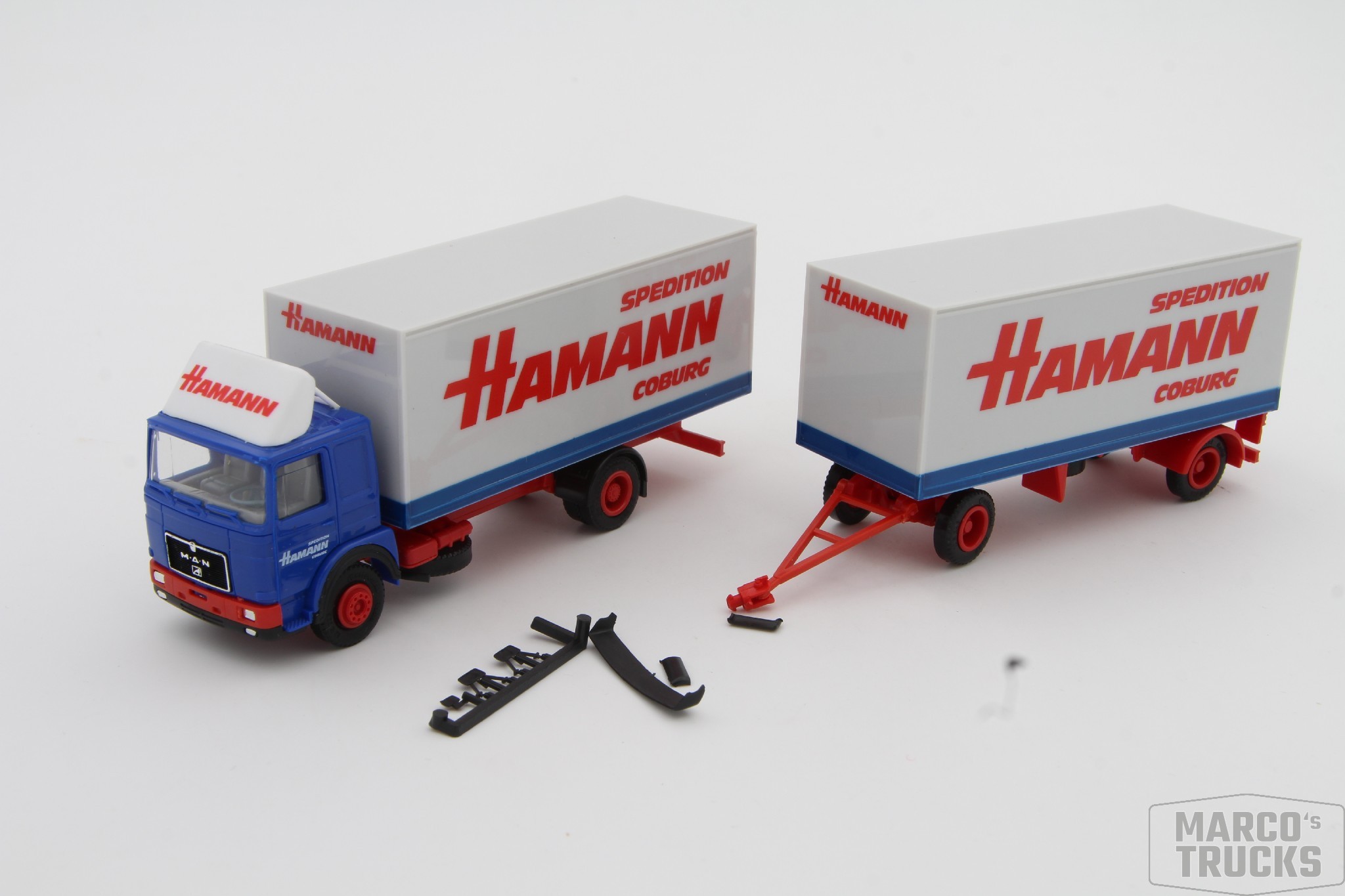 Herpa MAN F8 Kofferhängerzug 2a 2a Spedition Hamann Coburg HL10080 1