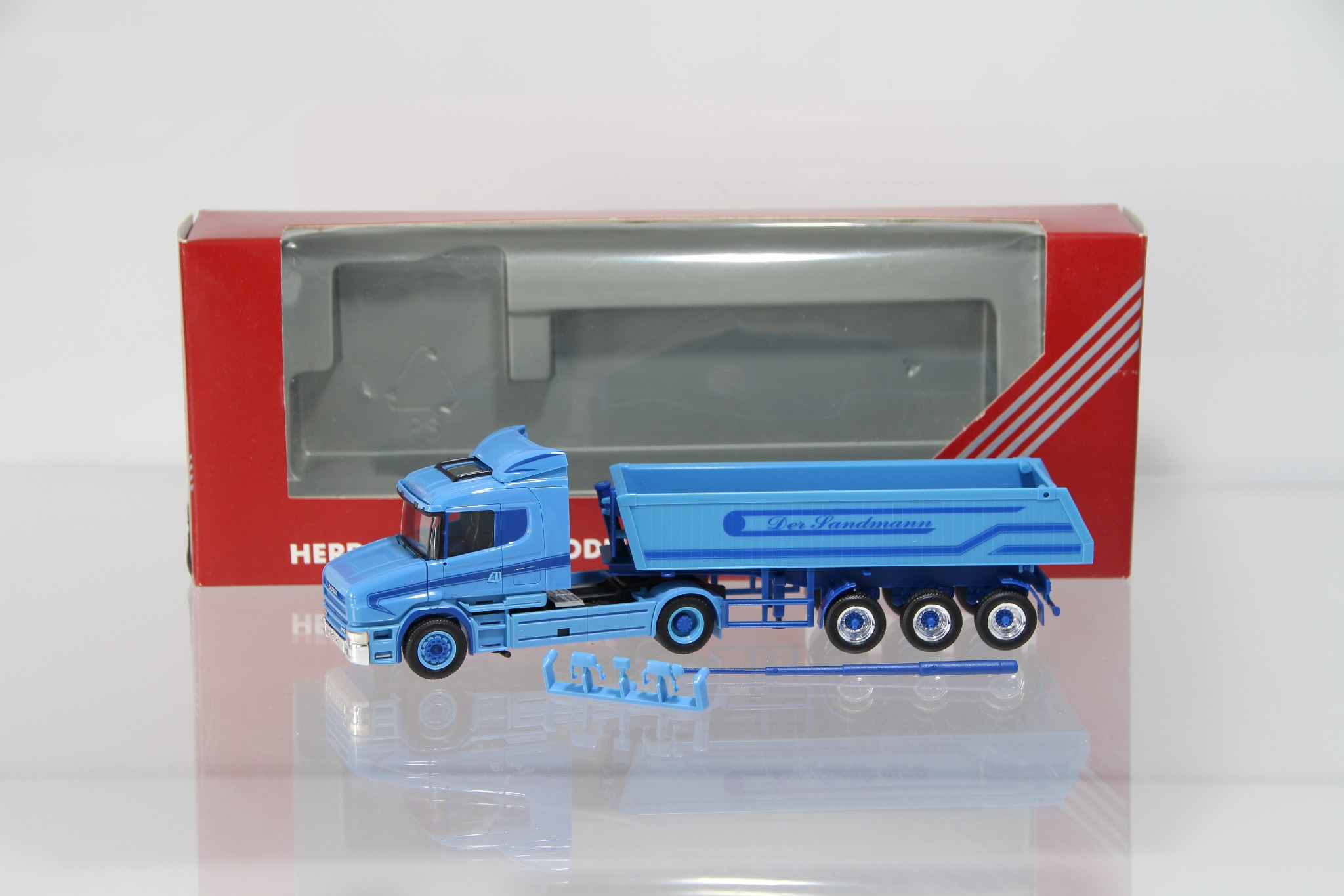 Herpa Scania 144 Hauber Dump semi-trailer truck blue "Der Sandmann" No