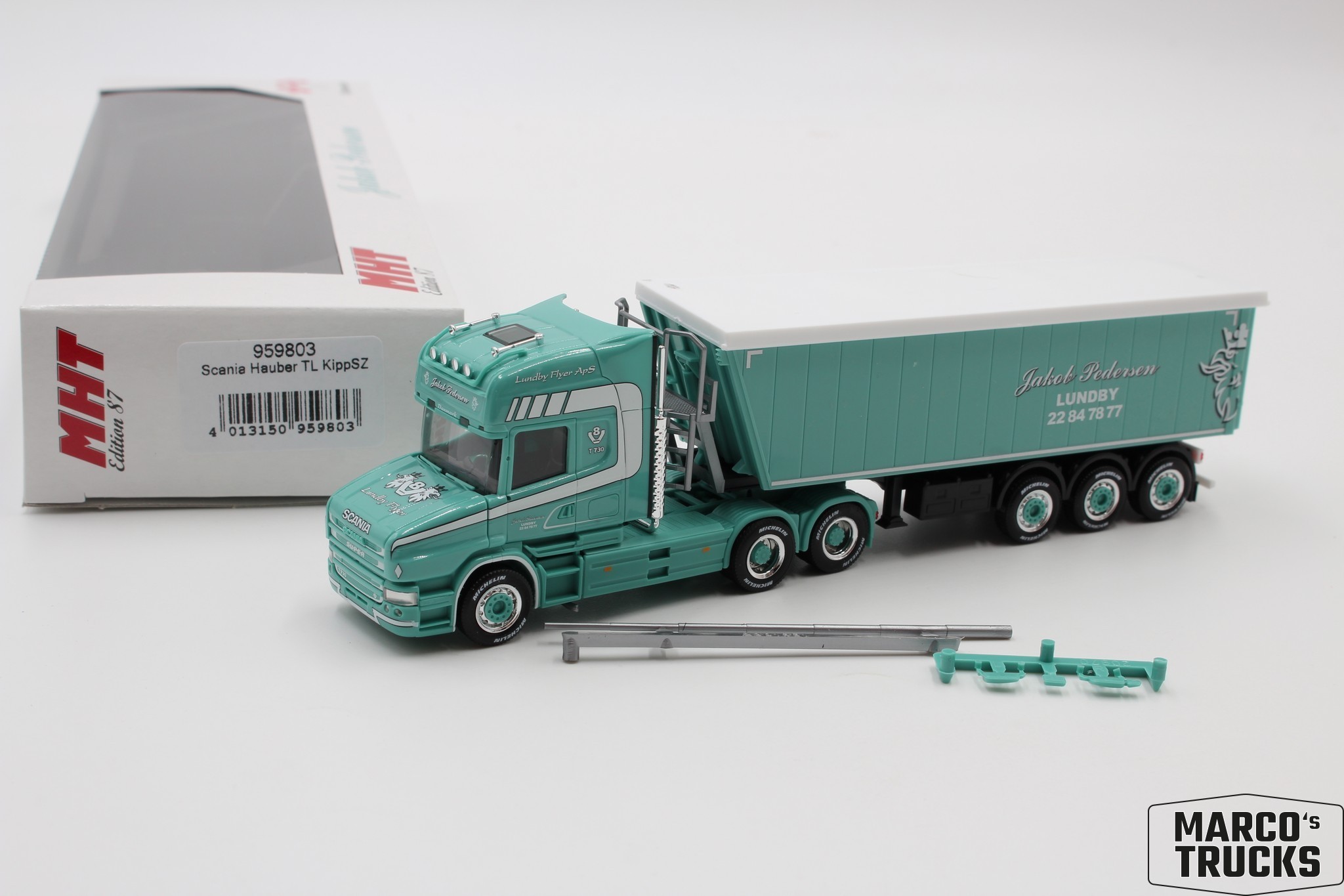 1/87 herpa SCANIA ONE ヘルパ スカニア コンテナ マゼンタ Herpa MHT Scania T tipper semi-trailer truck “Jakob Pedersen