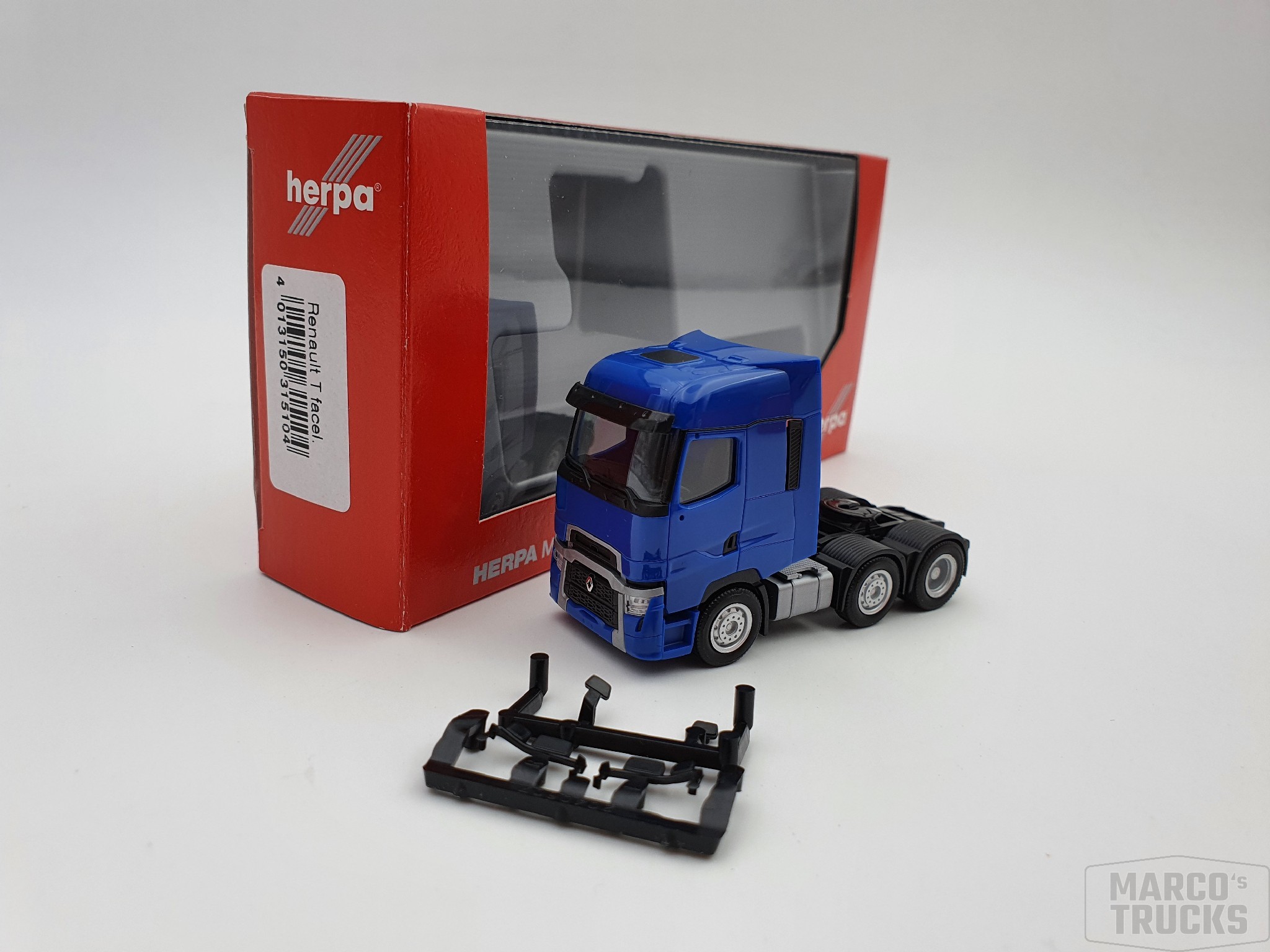 Herpa Renault T Facelift 6x2 – Camion Tracteur Bleu à échelle 1/87 Pour Collectionneurs