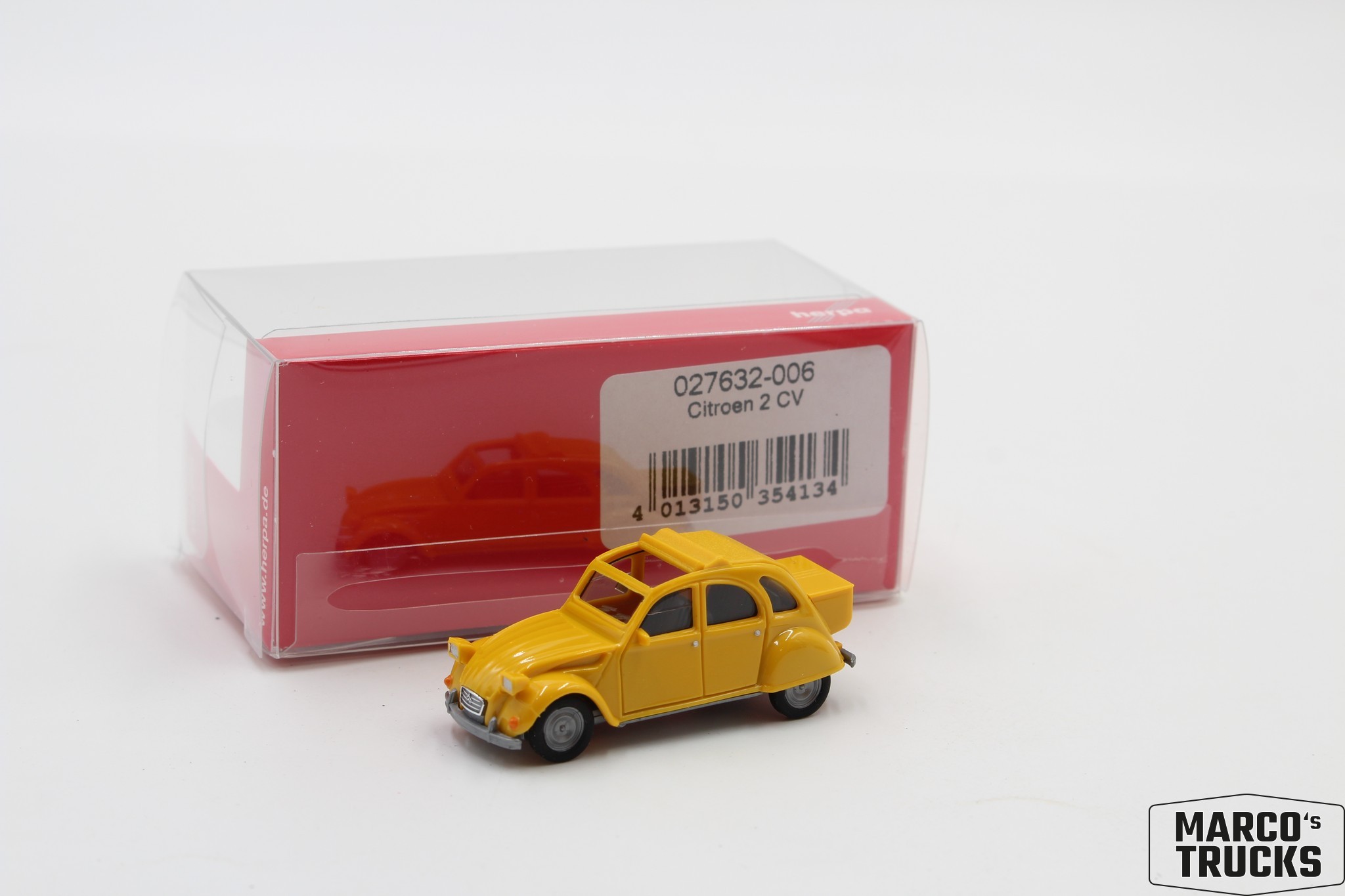 Herpa Citroen 2CV with Queue, jaune mimosa No. 027632-006 1